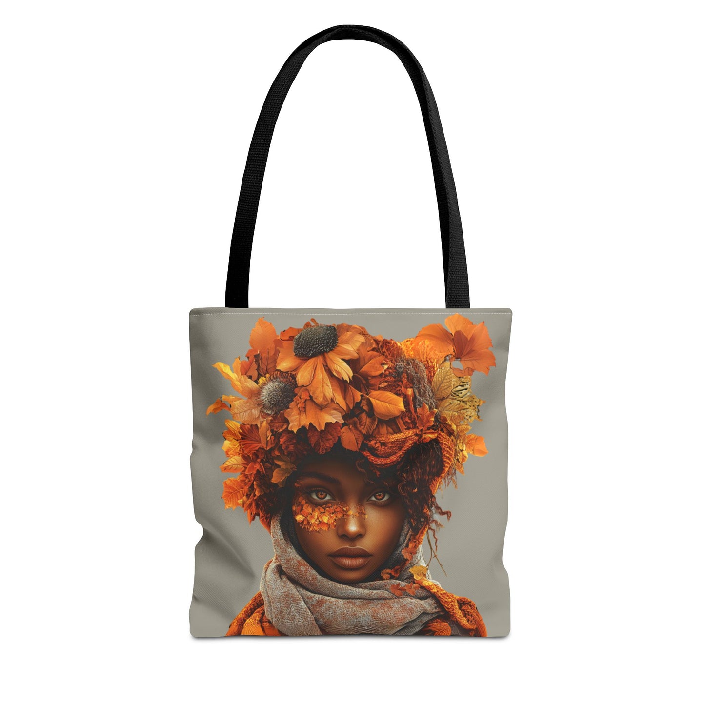 Makayla Fall-Themed Floral Tote Bag (Gray/Brown)
