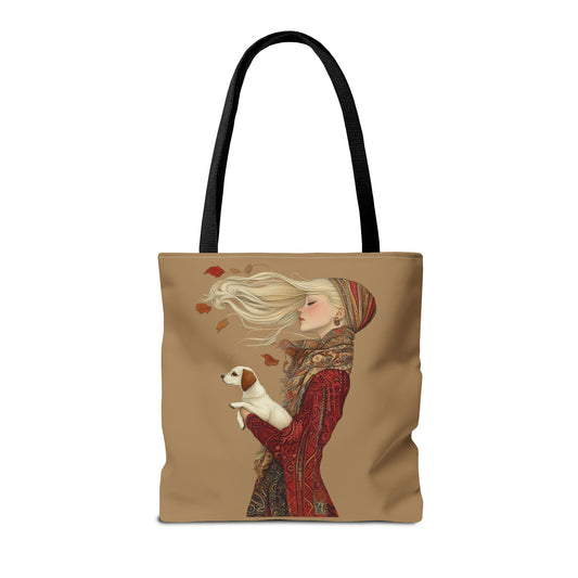 Amelia And Her Dog Tote (Tan)