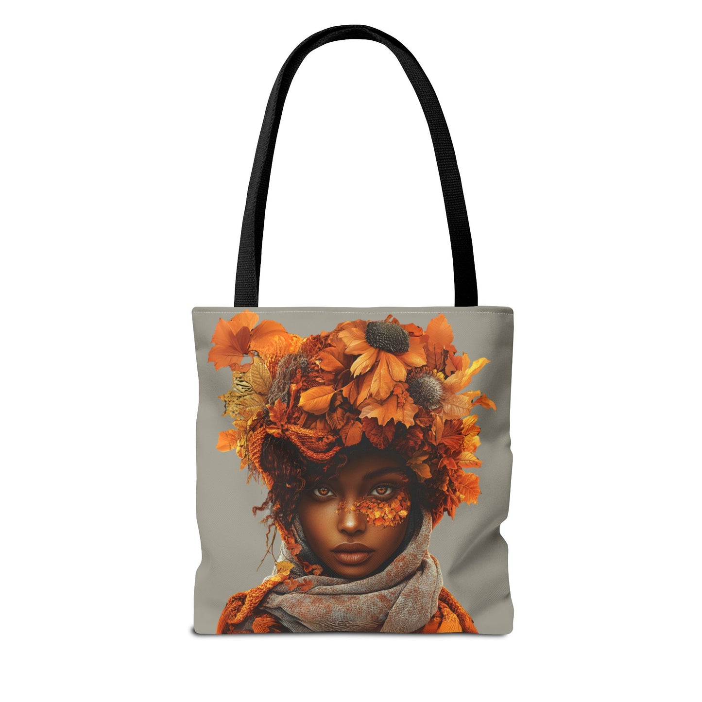 Makayla Fall-Themed Floral Tote Bag (Gray/Brown)