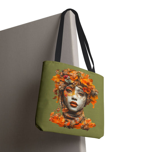 Aaliyah Fall-Themed Tote Bag (Sage Green)