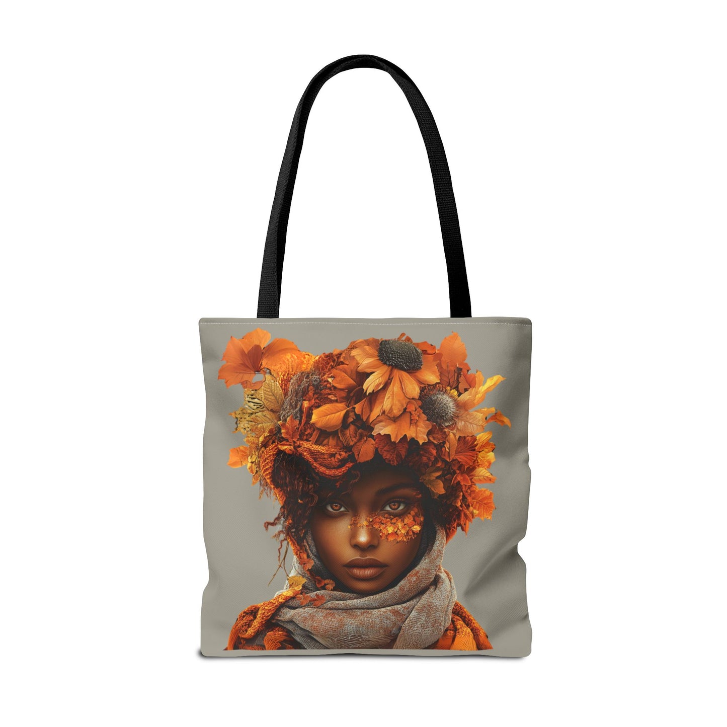 Makayla Fall-Themed Floral Tote Bag (Gray/Brown)