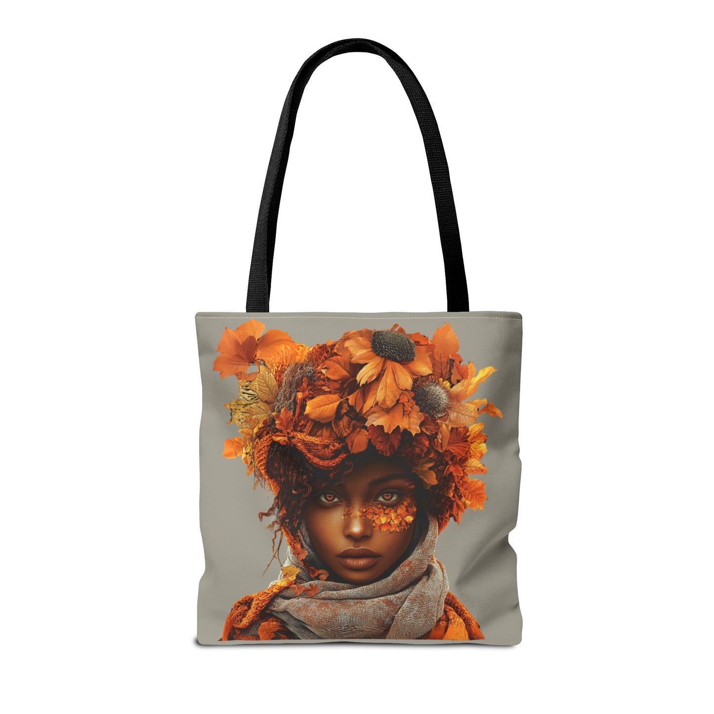 Makayla Fall-Themed Floral Tote Bag (Gray/Brown)