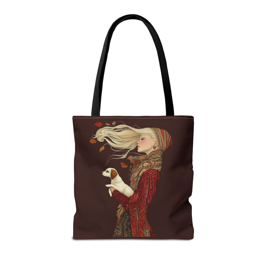 Amelia And Her Dog Tote (Dark Brown)