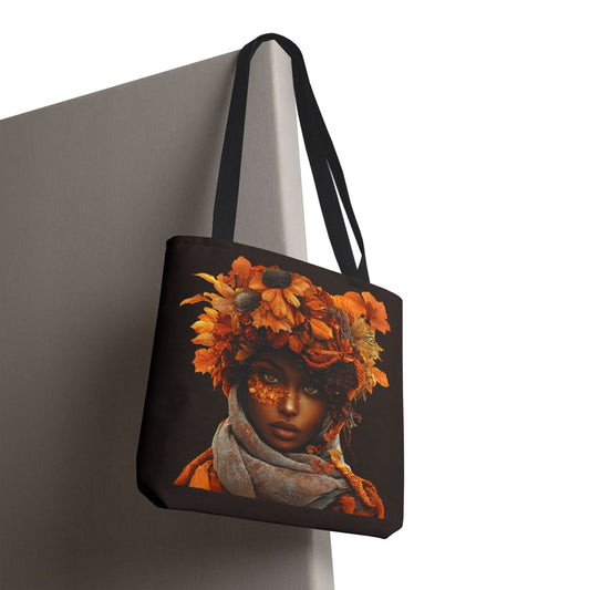 Makayla Fall-Themed Tote Bag (Dark Brown)