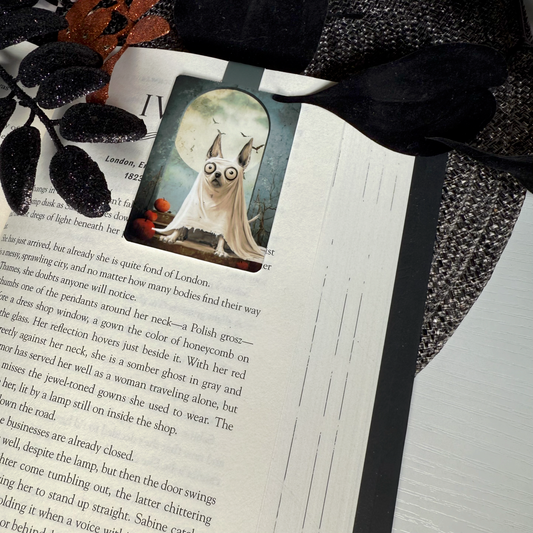 Terrified Twiggy 'Scaredy Cat' Animal Ghosts Halloween Magnetic Bookmark
