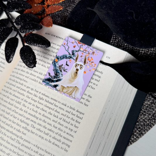 Gus the Ghost 'Scaredy Cat' Animal Ghosts Halloween Magnetic Bookmark