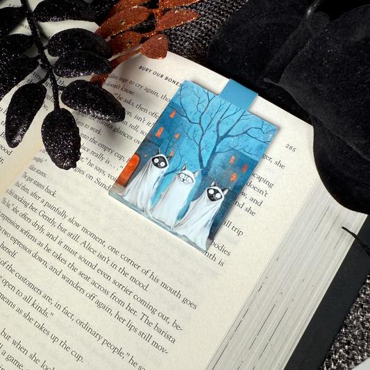 Frightfully Frozen Felines 'Scaredy Cat' Animal Ghosts Halloween Magnetic Bookmark