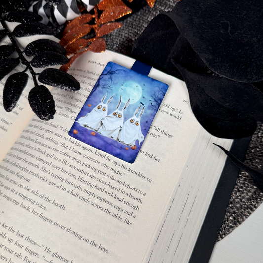 Bewildered Bunnies 'Scaredy Cats' Animal Ghosts Halloween Magnetic Bookmarks