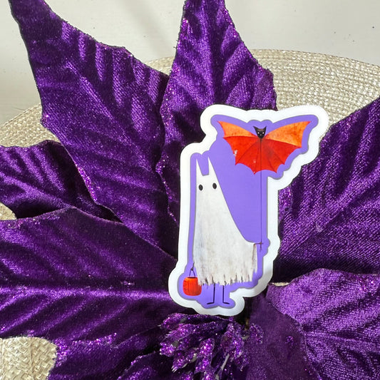 Bat-Wanna-Be-Ghost 3" Cute Halloween Ghost Vinyl Sticker