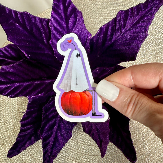 Gemma Ghost, 3" Cute Halloween Ghost Vinyl Sticker