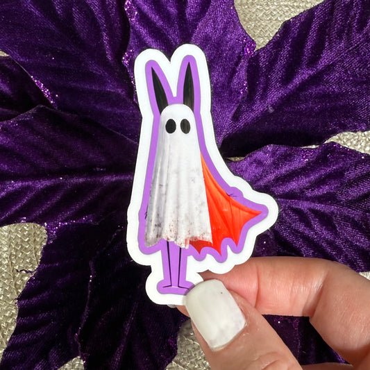 Super Ghost, 3" Cute Halloween Ghost Vinyl Sticker