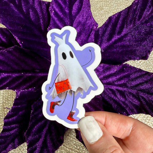 Gracie Ghost, 3" Cute Halloween Ghost Vinyl Sticker
