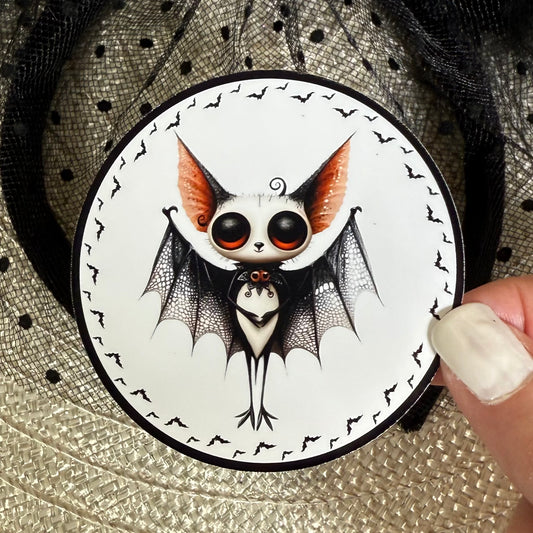 Bentley Bat, 3" Glossy/Pearlescent Halloween Goth Bat Sticker