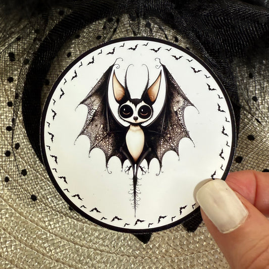 Bo Bat, 3" Glossy/Pearlescent Halloween Goth Bat Sticker