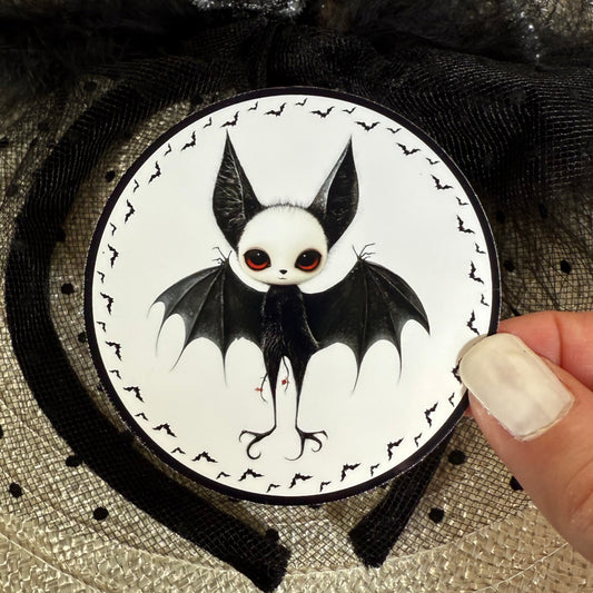 Brynn Bat, 3" Glossy/Pearlescent Halloween Goth Bat Sticker