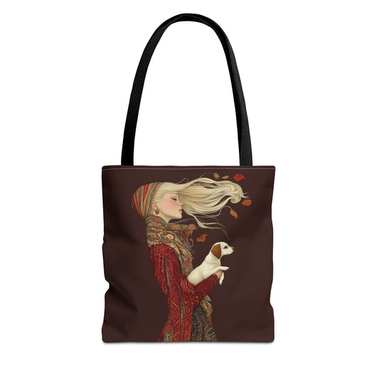 Amelia And Her Dog Tote (Dark Brown)