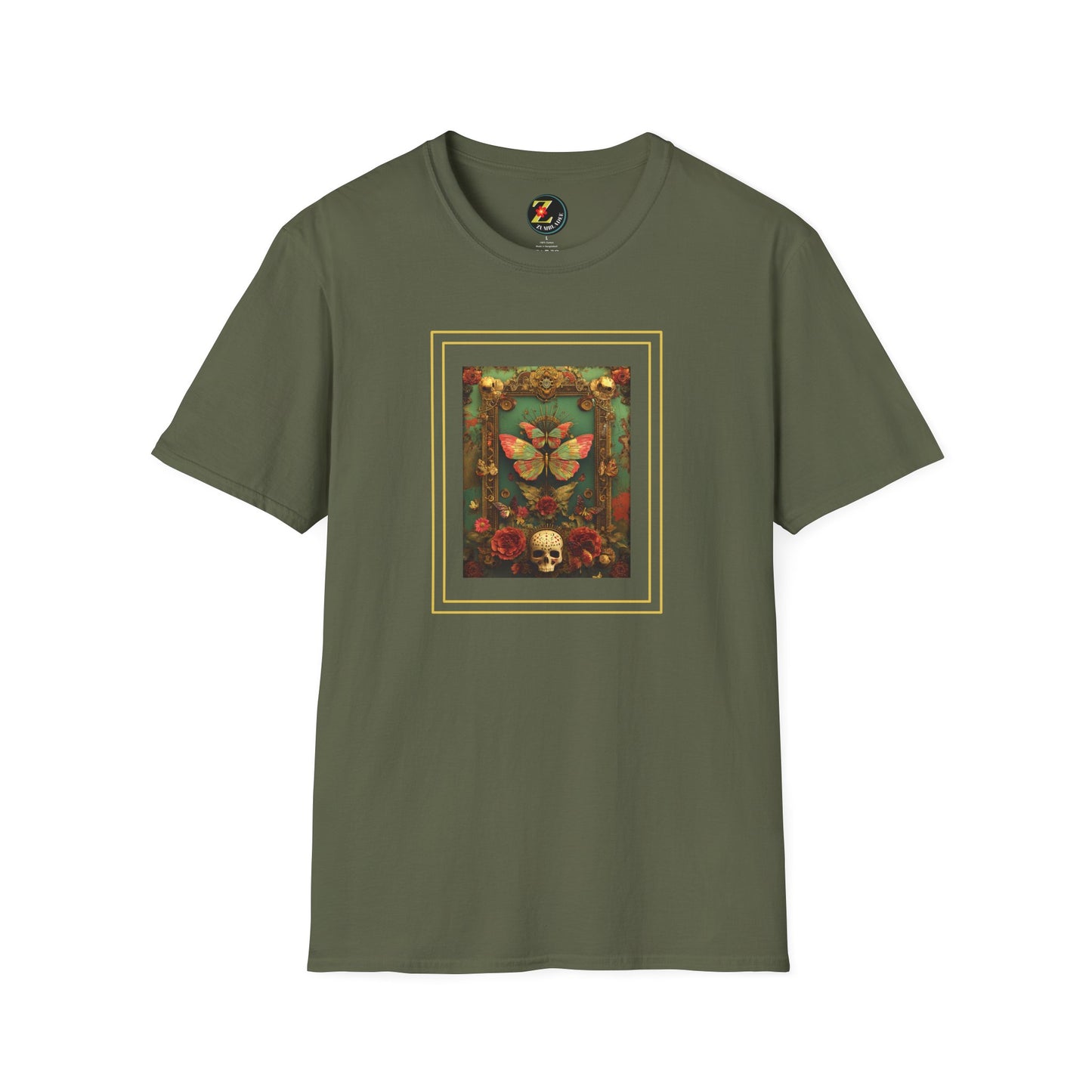 Butterfly, Roses & Skull Halloween/Day of the Dead Artistic Tshirt