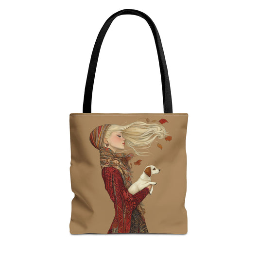 Amelia And Her Dog Tote (Tan)