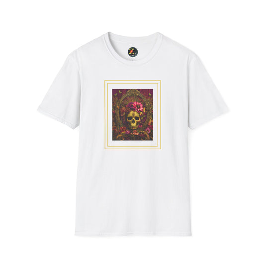Gorgeous Golden Skull & Flowers Halloween/Day of the Dead Artistic Tshirt