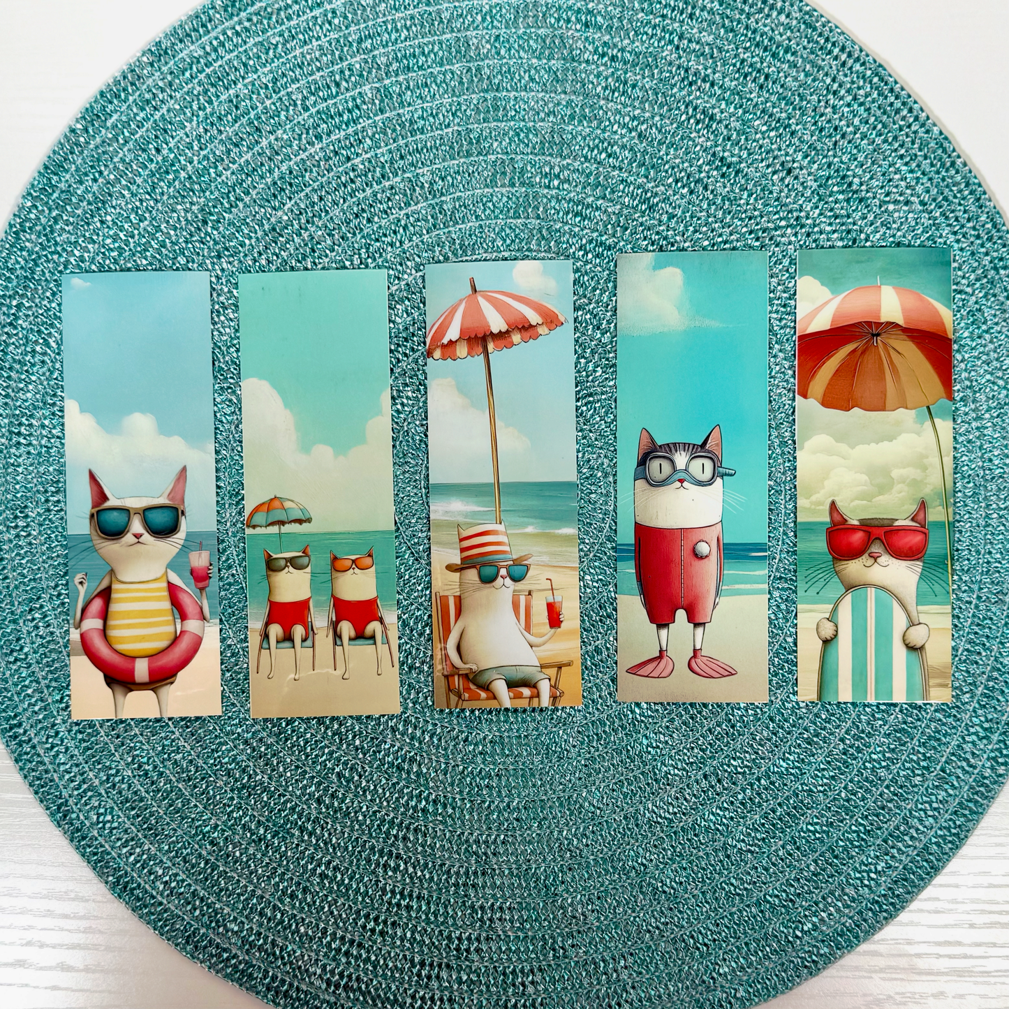 Set of 5 for $14 - Purrrfectly Playful Summer Traditional Bookmarks