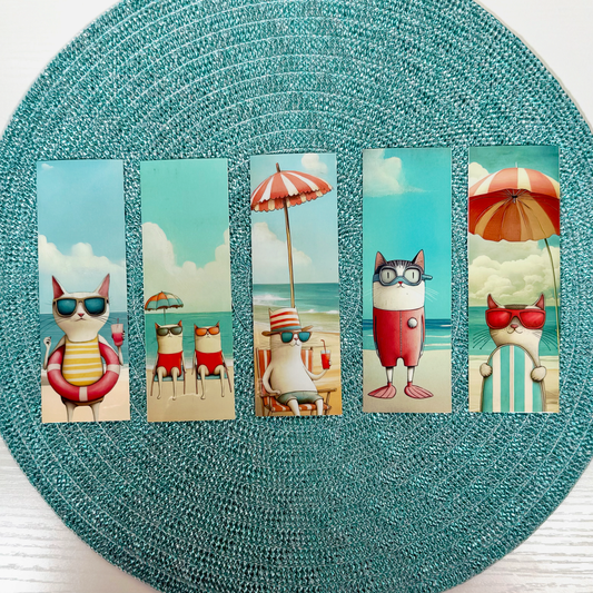 Set of 5 for $14 - Purrrfectly Playful Summer Traditional Bookmarks