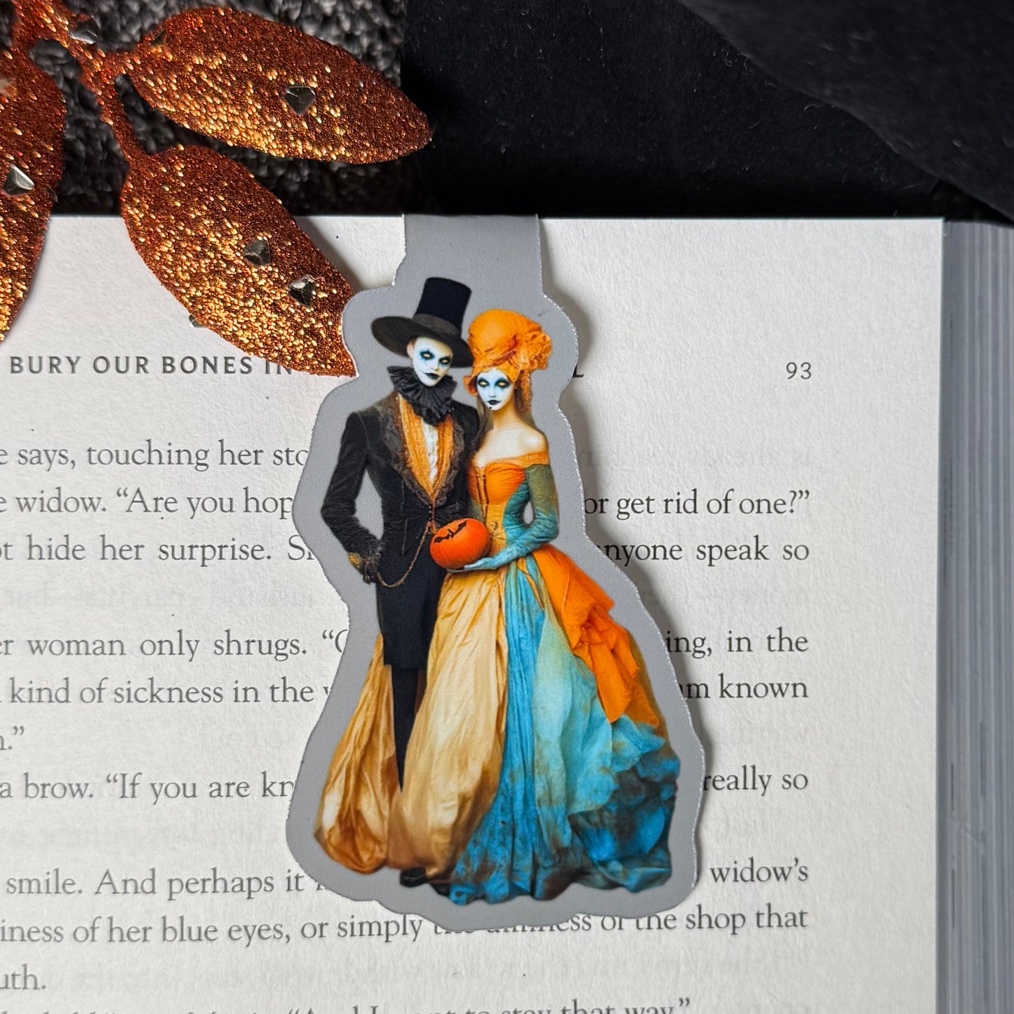 Selene & Mortimer Creepy Halloween Couple Magnetic Bookmark