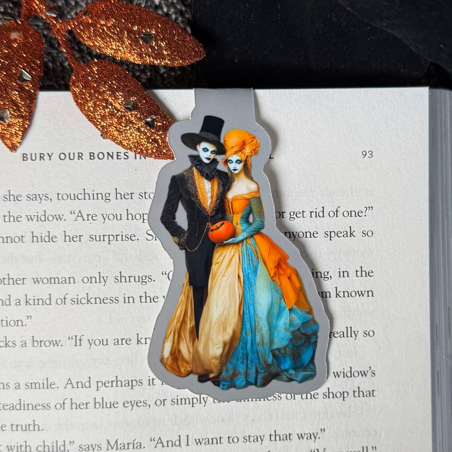 Selene & Mortimer Creepy Halloween Couple Magnetic Bookmark