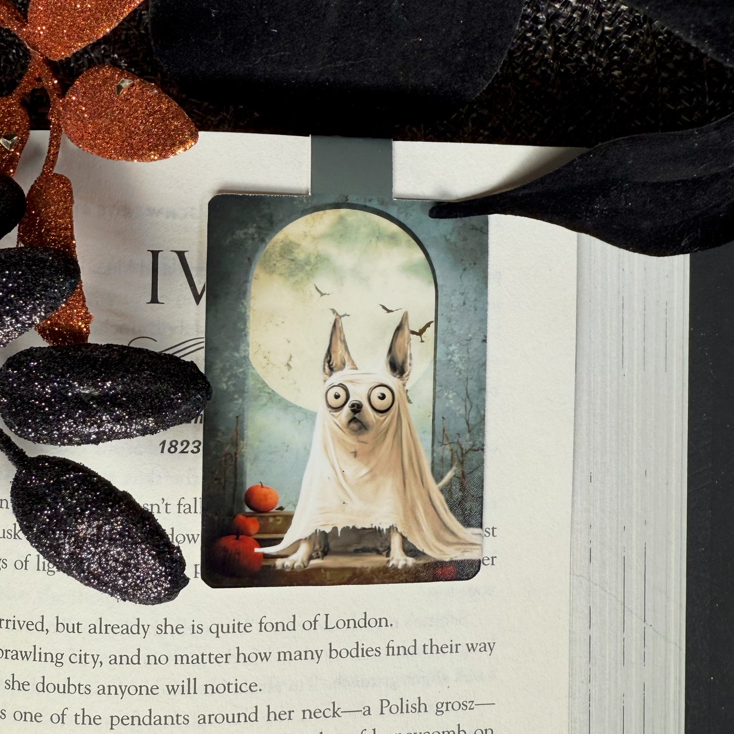 Terrified Twiggy 'Scaredy Cat' Animal Ghosts Halloween Magnetic Bookmark