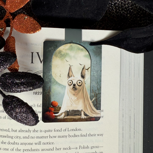 Terrified Twiggy 'Scaredy Cat' Animal Ghosts Halloween Magnetic Bookmark