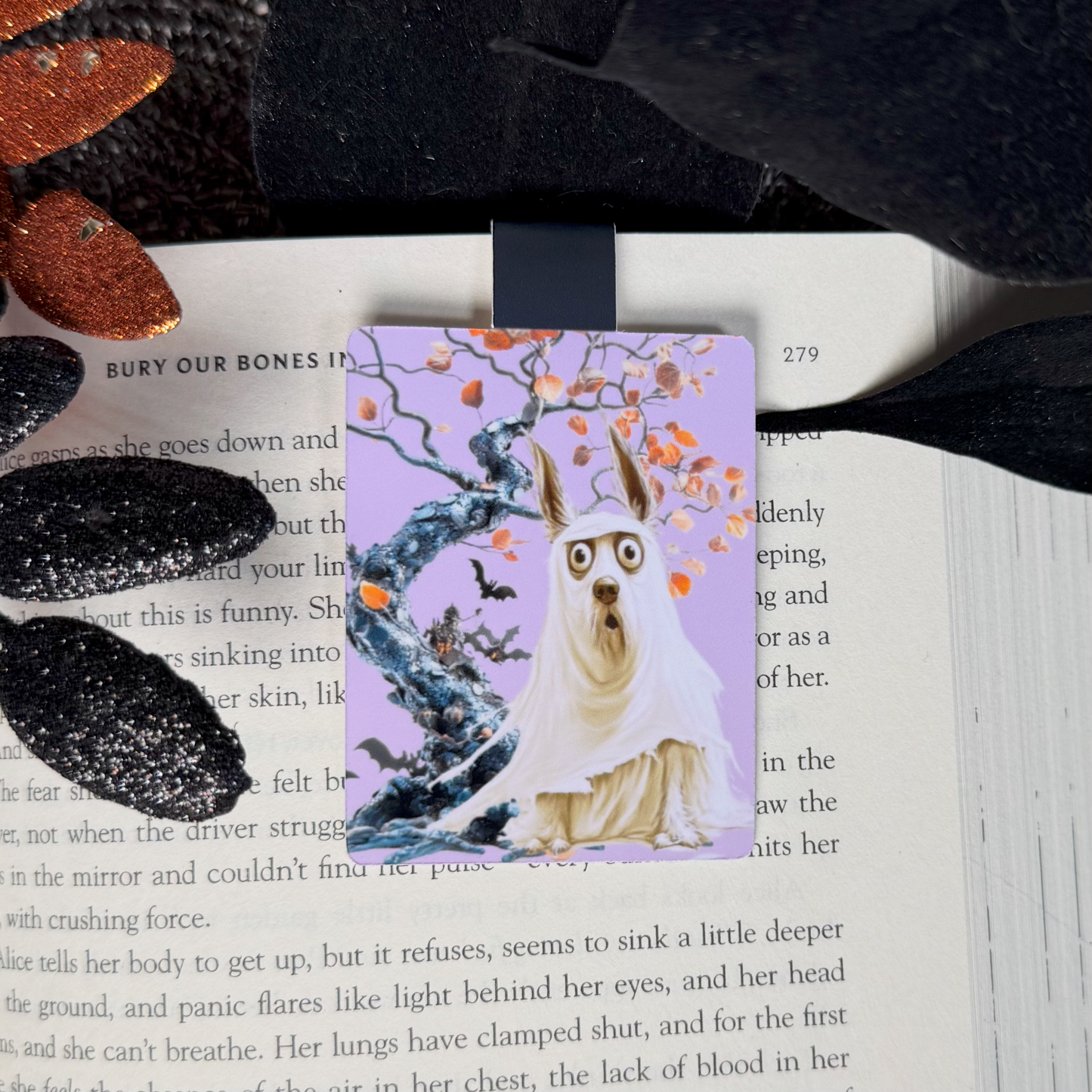 Gus the Ghost 'Scaredy Cat' Animal Ghosts Halloween Magnetic Bookmark