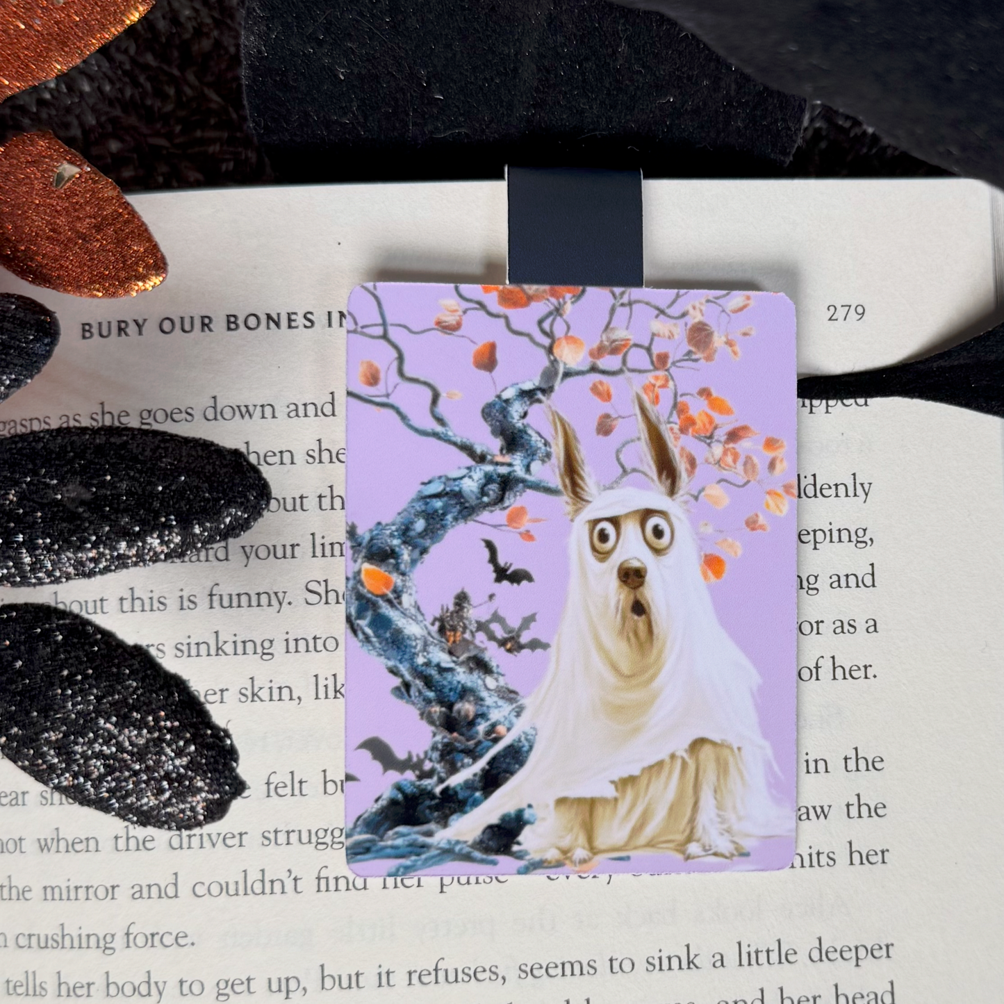 Gus the Ghost 'Scaredy Cat' Animal Ghosts Halloween Magnetic Bookmark
