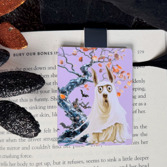Gus the Ghost 'Scaredy Cat' Animal Ghosts Halloween Magnetic Bookmark