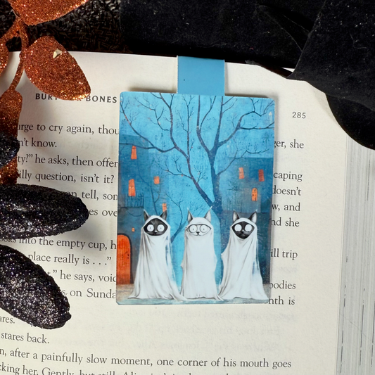 Frightfully Frozen Felines 'Scaredy Cat' Animal Ghosts Halloween Magnetic Bookmark