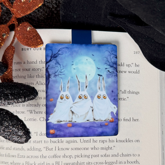 Bewildered Bunnies 'Scaredy Cats' Animal Ghosts Halloween Magnetic Bookmarks
