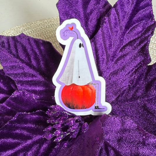 Gemma Ghost, 3" Cute Halloween Ghost Vinyl Sticker