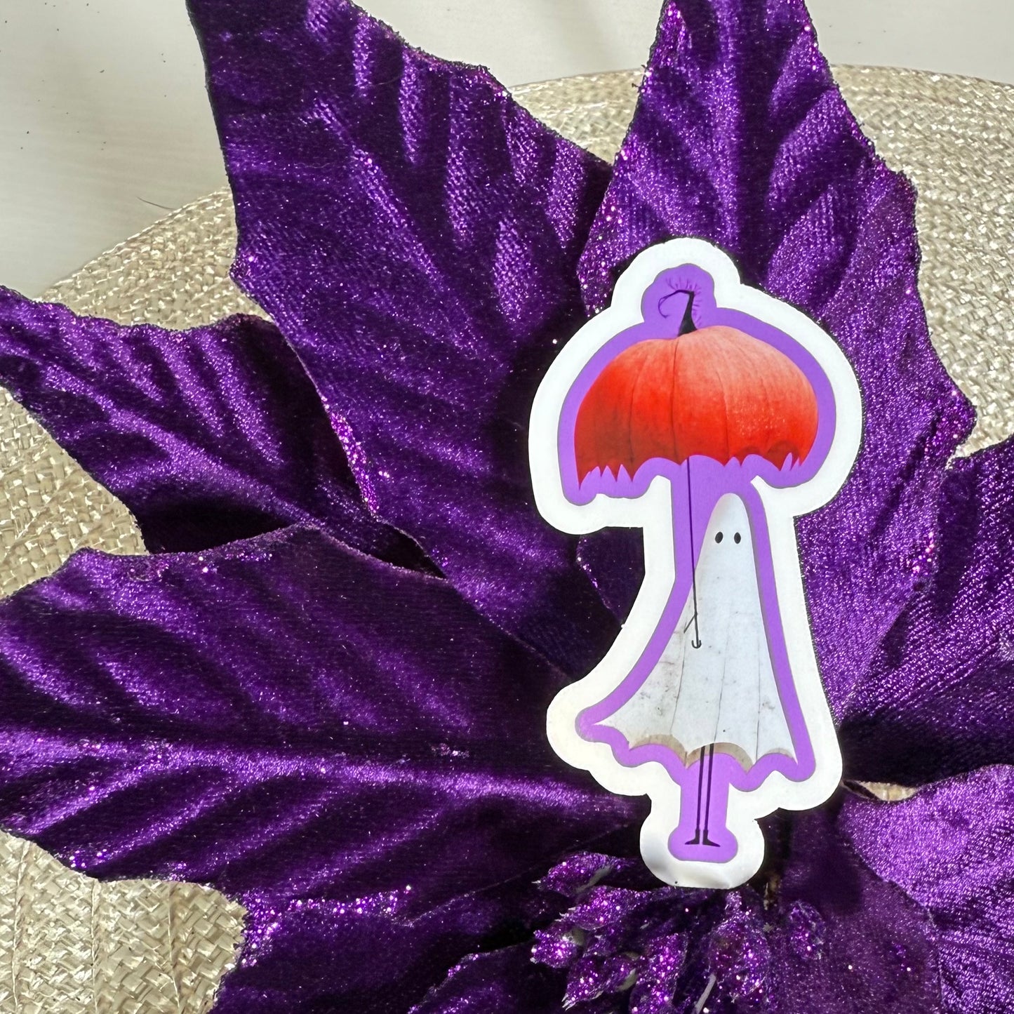 Gus and His Magic Flying Pumpkin Umbrella, 3" Halloween Ghost Vinyl Sticker
