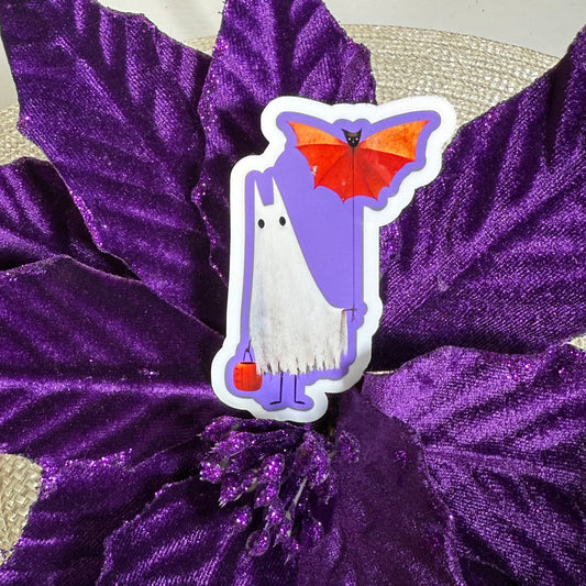 Bat-Wanna-Be-Ghost 3" Cute Halloween Ghost Vinyl Sticker