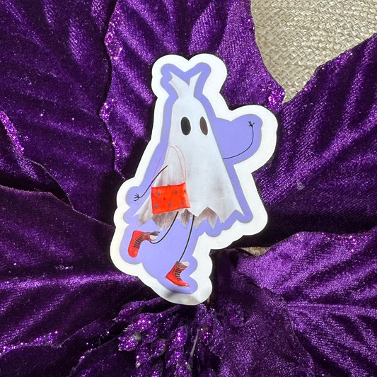 Gracie Ghost, 3" Cute Halloween Ghost Vinyl Sticker