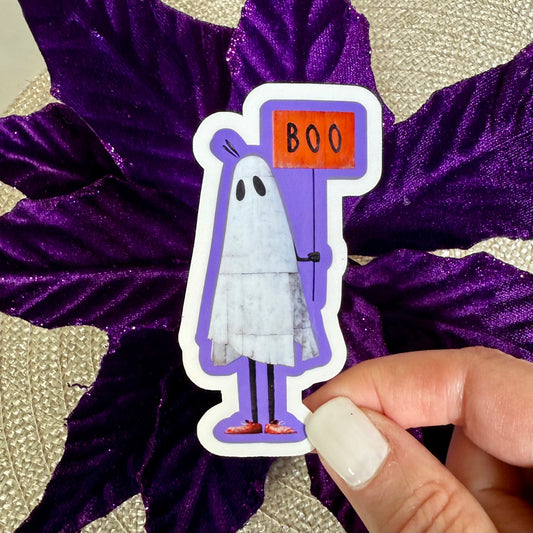 George the Ghost, 3" Cute Halloween Ghost Vinyl Sticker