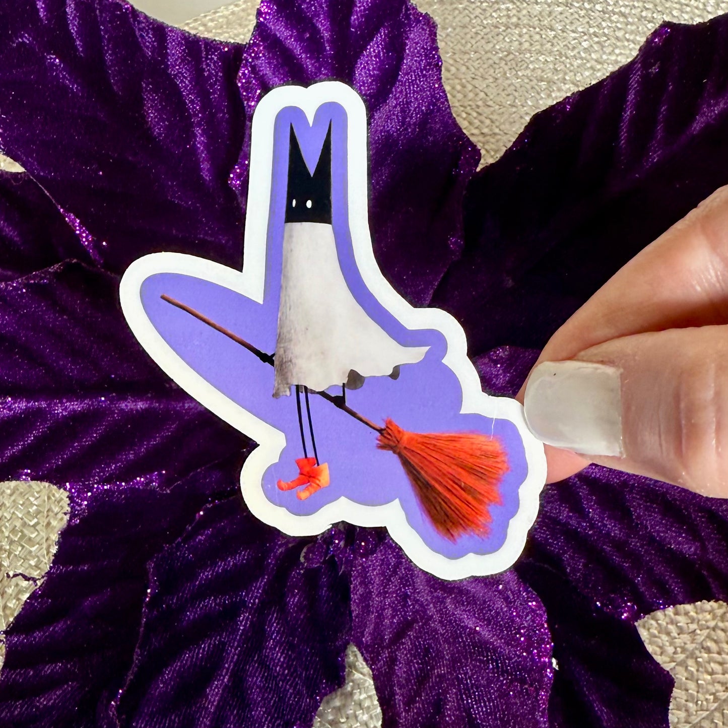 Bat-Ghost-To-The-Rescue, 3" Cute Halloween Ghost Vinyl Sticker
