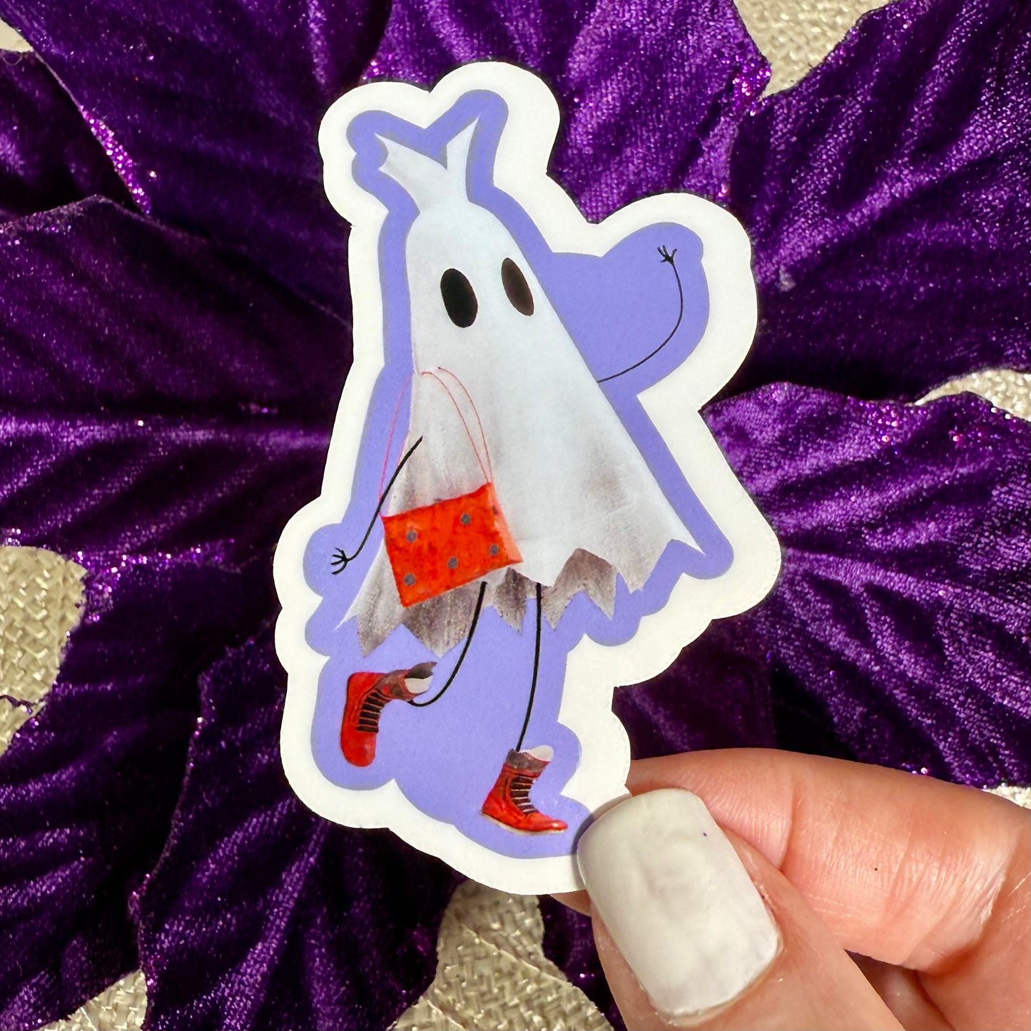 Gracie Ghost, 3" Cute Halloween Ghost Vinyl Sticker