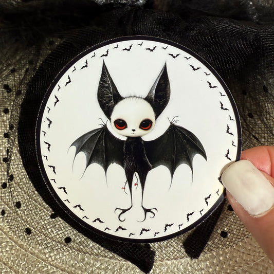 Brynn Bat, 3" Glossy/Pearlescent Halloween Goth Bat Sticker